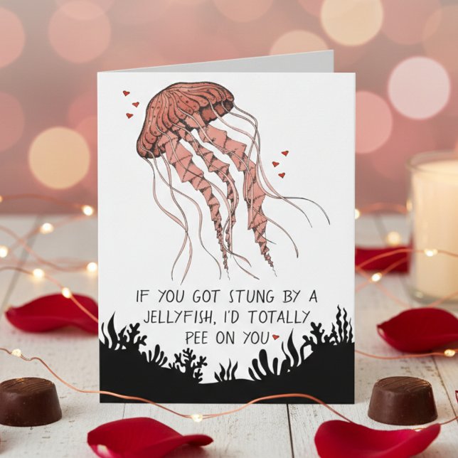 Funny Jellyfish Valentine's Day Card (Funny Jellyfish Valentines Day Card for Couple. Perfect for Boyfriend, Girlfriend, Wife or Husband)