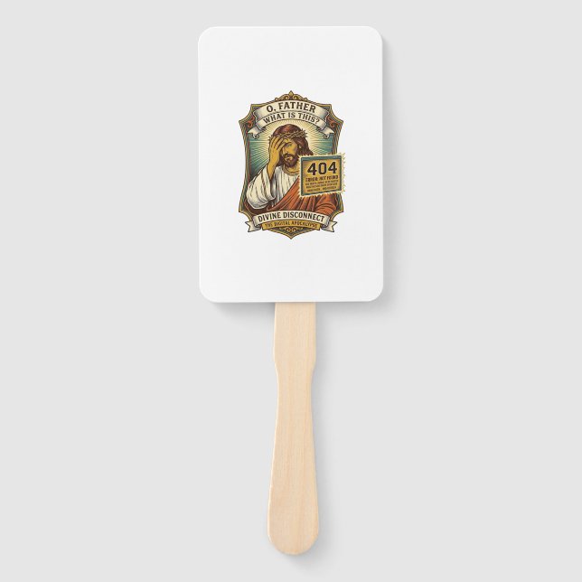 Funny Jesus 404 Error Web Developer Programmer Hum Hand Fan (Front)