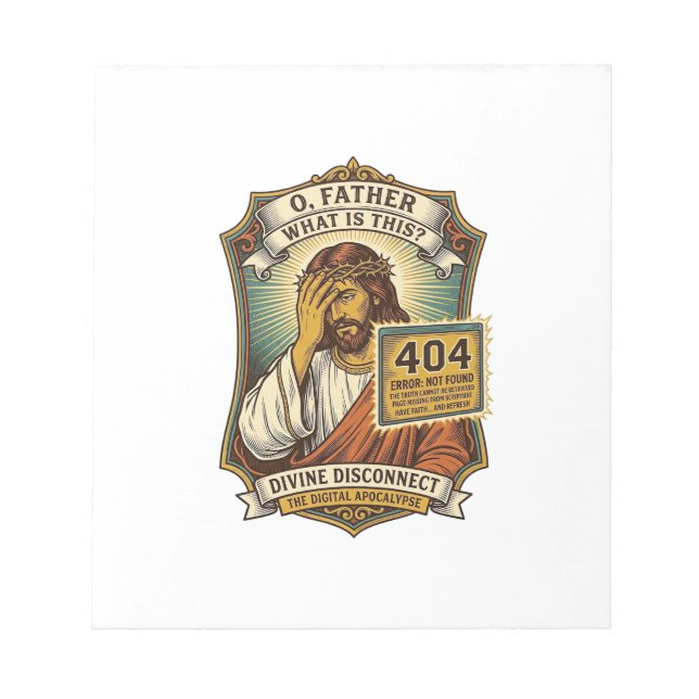 Funny Jesus 404 Error Web Developer Programmer Hum Notepad (Front)
