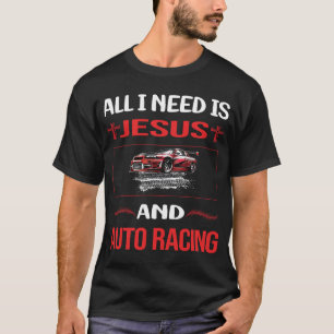 Funny Jesus Auto Racing Automotive Car Motor Autos T-Shirt