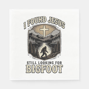 Funny Jesus Bigfoot Vintage Christian Shirt Napkin