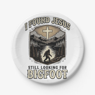 Funny Jesus Bigfoot Vintage Christian Shirt Paper Plate