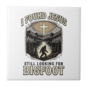 Funny Jesus Bigfoot Vintage Christian Shirt Tile
