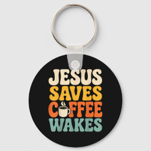 Funny Jesus Coffee Believer Christian Faith Key Ring