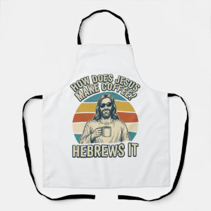 Funny Jesus Coffee Vintage Engraving Shirt Design_ Apron