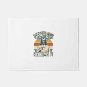 Funny Jesus Coffee Vintage Engraving Shirt Design_ Doormat