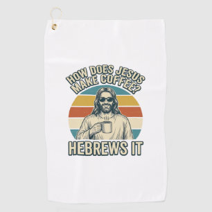 Funny Jesus Coffee Vintage Engraving Shirt Design_ Golf Towel