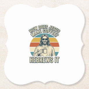 Funny Jesus Coffee Vintage Engraving Shirt Design_ Paper Coaster