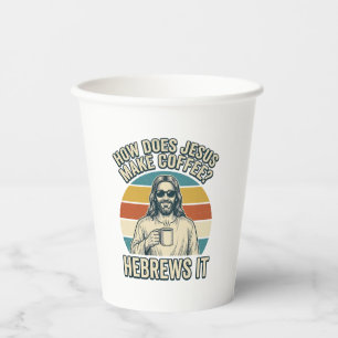 Funny Jesus Coffee Vintage Engraving Shirt Design_ Paper Cups