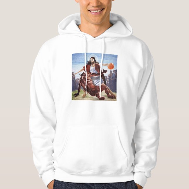 Funny Jesus Crossing Up The Devil Christian Hoodie (Front)
