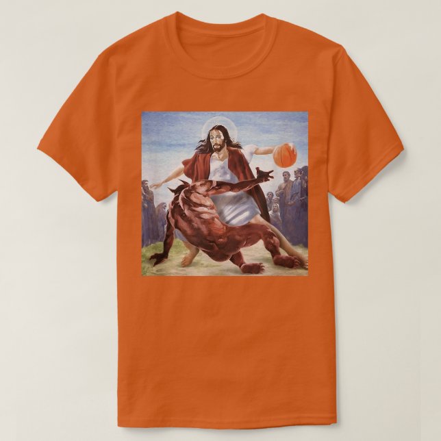 Funny Jesus Crossing Up The Devil Christian men wo T-Shirt (Design Front)