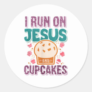 Funny Jesus cupcakes word art Classic Round Sticker