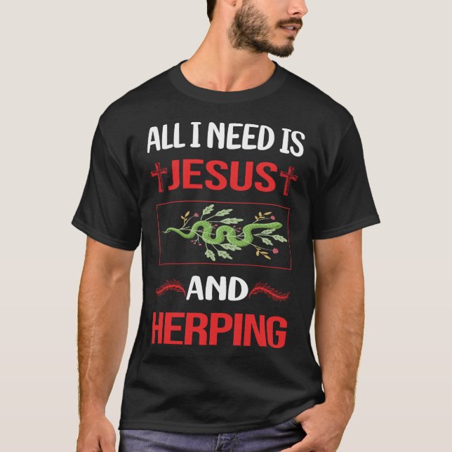 Funny Jesus Herping Herpetologist Herpetology Herp T-Shirt (Front)