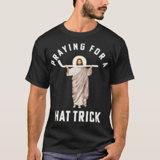 Funny Jesus Hockey Religious Hockey Praying for a T-Shirt
