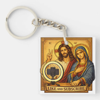 Funny Jesus Mary Influencer Key Ring