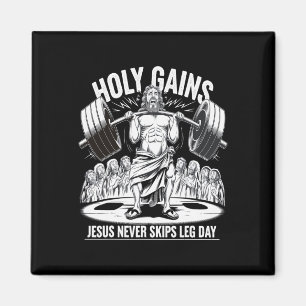 Funny Jesus Never Skips Leg Day Christian Gym Body Magnet