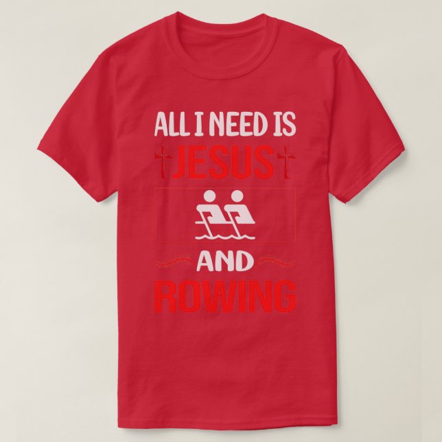 Funny Jesus Rowing Row Rower T-Shirt (Design Front)