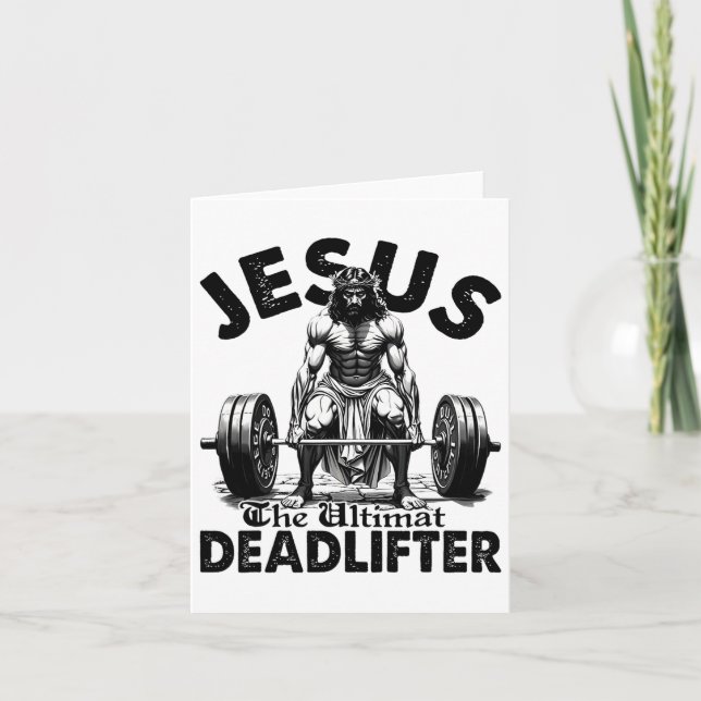 Funny Jesus The Ultimate Deadlifter Christian Gym  Card (Front)