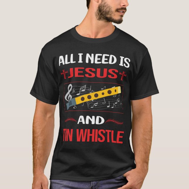 Funny Jesus Tin Whistle Flageolet T-Shirt (Front)