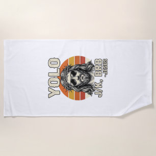 Funny Jesus Vintage Sunset Engraving Quote Design_ Beach Towel