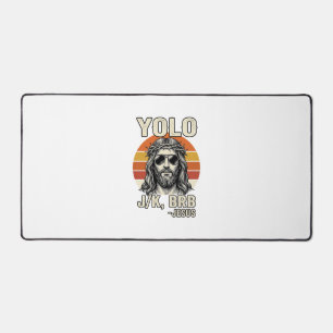 Funny Jesus Vintage Sunset Engraving Quote Design_ Desk Mat