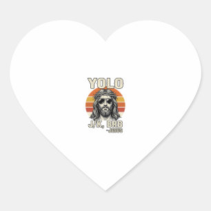 Funny Jesus Vintage Sunset Engraving Quote Design_ Heart Sticker