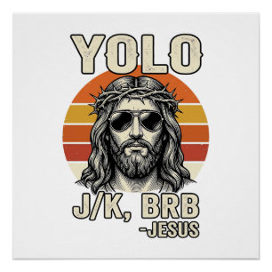 Funny Jesus Vintage Sunset Engraving Quote Design_ Poster