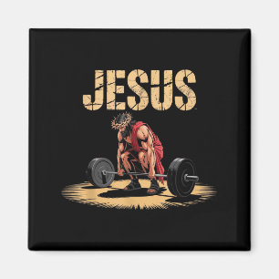 Funny Jesus Weightlifting Christian Gym Humor Magnet