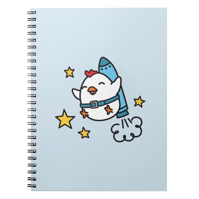 Funny Jetpack Chicken Design Spiral Notebook (Front)