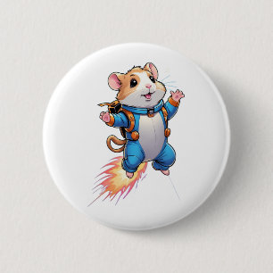 Funny Jetpack Hamster Pin Cartoon Animal Badge