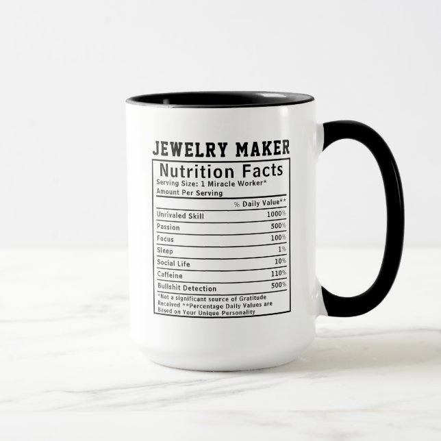 Funny Jewelry Maker Nutrition Facts Silversmith  Mug (Right)
