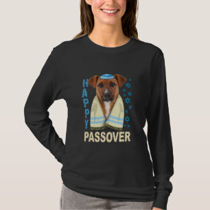 Funny Jewish Cute Dog With Kippah Matzah Happy Pas T-Shirt