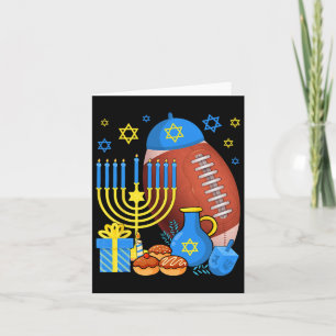 Funny Jewish Football Ball Menorah Happy Hanukkah  Card