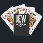 Funny Jewish Gift for Bat/Bar Mitzvah or Hanukkah Playing Cards<br><div class="desc">This Jewish gift is funny for anyone who is only a little Jewish or maybe just half Jewish. They can use this around Hanukkah or Christmas as a funny joke while everyone else has an ugly Christmas sweater. This funny Jewish gift says Jew Ish with arrows pointing to the ish,...</div>