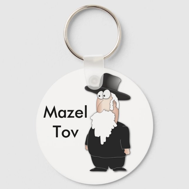 Funny Jewish rabbi - cool cartoon Key Ring (Front)