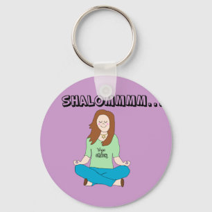 Funny Jewish Yoga Chick Shalommm Key Ring