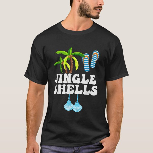 Funny Jingle Shells Christmas In July Beach Vacati T-Shirt (Front)