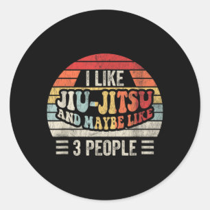Funny Jiu-Jitsu and Maybe 3 People Retro Vintage Classic Round Sticker