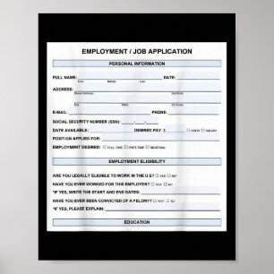 Funny Job Application Form Office Humour Graphic  Poster