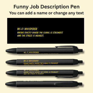 Funny Job Title - Wi-Fi Whisperer Black Ink Pen