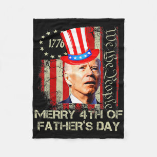 Funny Joe Biden 4th Of July Merry 4th Of Father's  Fleece Blanket