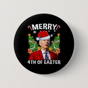 Funny Joe Biden Christmas Santa Hat Merry 4th Of E 6 Cm Round Badge
