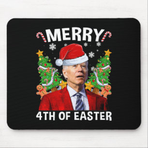 Funny Joe Biden Christmas Santa Hat Merry 4th Of E Mouse Pad