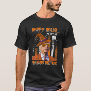 Funny Joe Biden Confused Anti Biden Pumpkin Happy T-Shirt