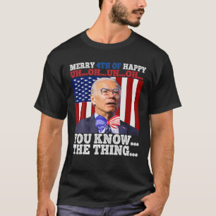Funny Joe Biden Confused Merry Happy Funny 4Th Of T-Shirt