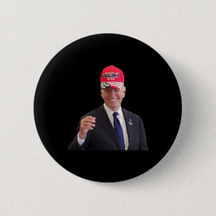 Funny Joe Biden Dons Trump 2024 Cap 6 Cm Round Badge