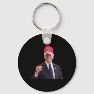 Funny Joe Biden Dons Trump 2024 Cap Key Ring