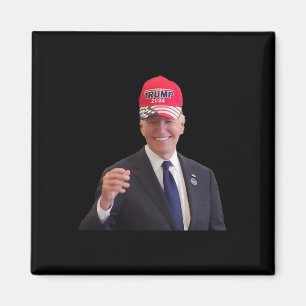 Funny Joe Biden Dons Trump 2024 Cap Magnet