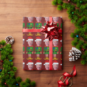 Funny Joe Biden Elf Custom Face Christmas Wrapping Paper