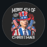 Funny Joe Biden Merry 4th Of Christmas 4th Of July Classic Round Sticker<br><div class="desc">Funny Joe Biden Merry 4th Of Christmas 4th Of July Firework</div>